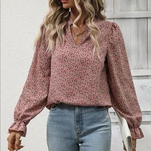 Bohemian Floral Lantern Sleeve Top S M L XL